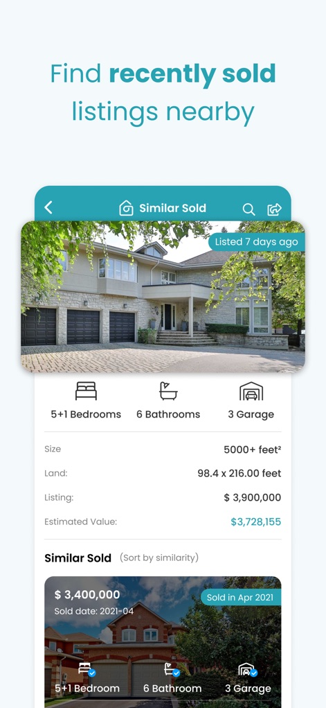 HouseSigma Canada Real Estate - Users can explore a property's features and instantly find similar recently sold properties for comparison.