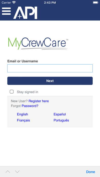 API MyCrewCare Screenshot