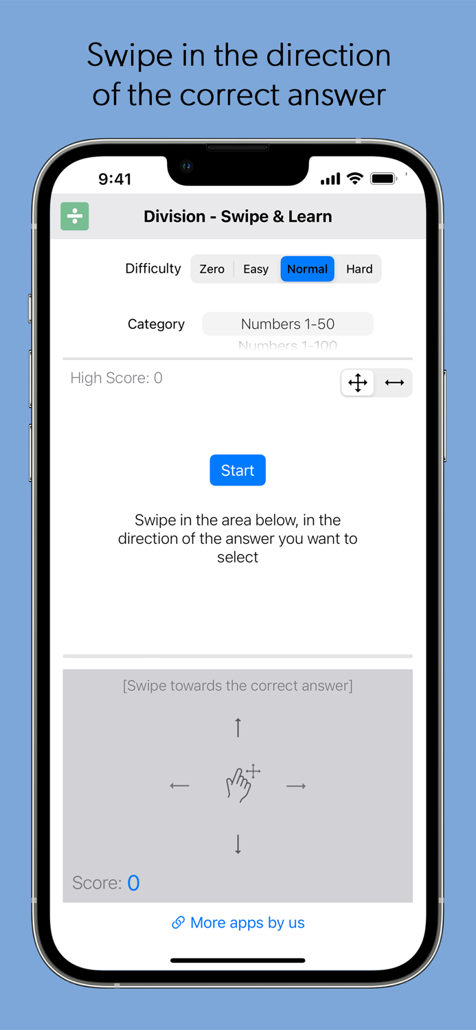 Division Math - Swipe and Learn