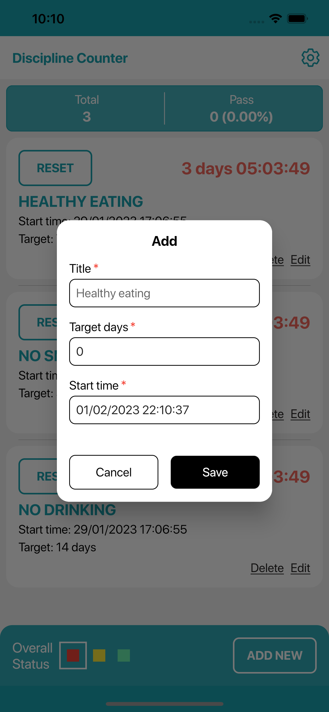 Discipline Counter