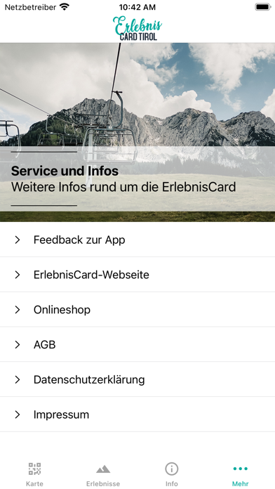 ErlebnisCard Tirol Screenshot