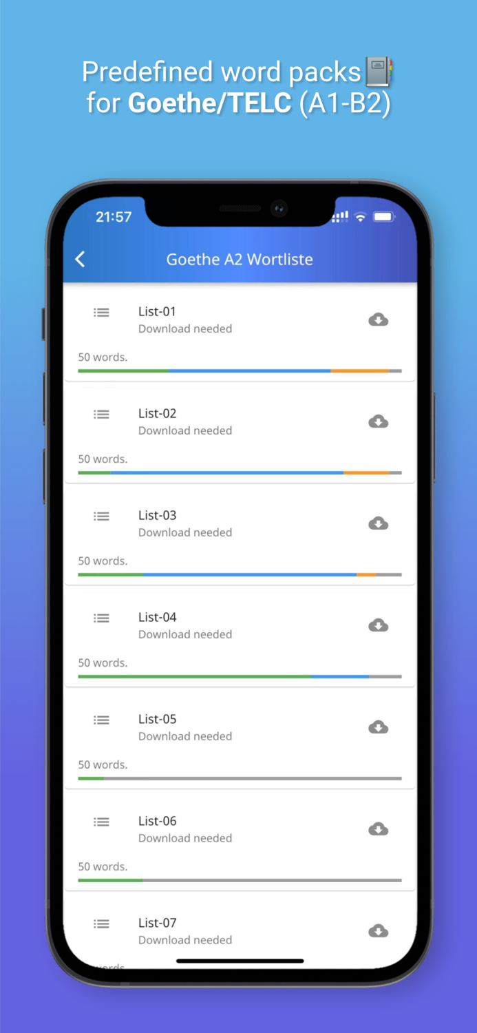 XY Memo German vocab builder