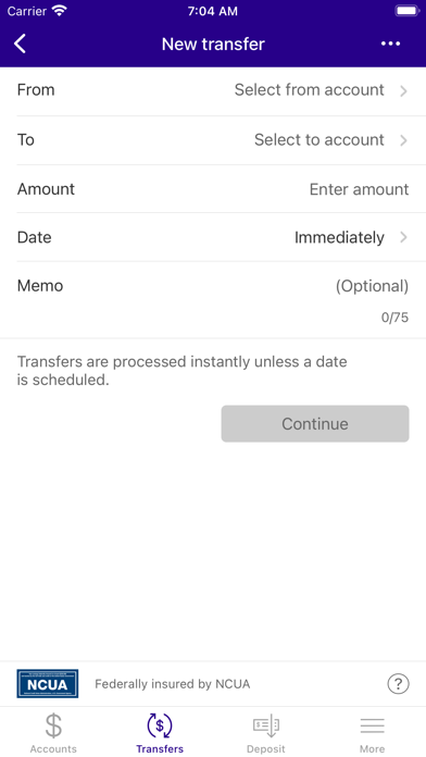 Westminster FCU Screenshot