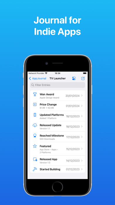 Screenshot #1 pour AppJournal - Indie App Diary