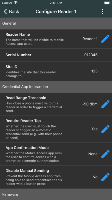 IR Reader Config Screenshot