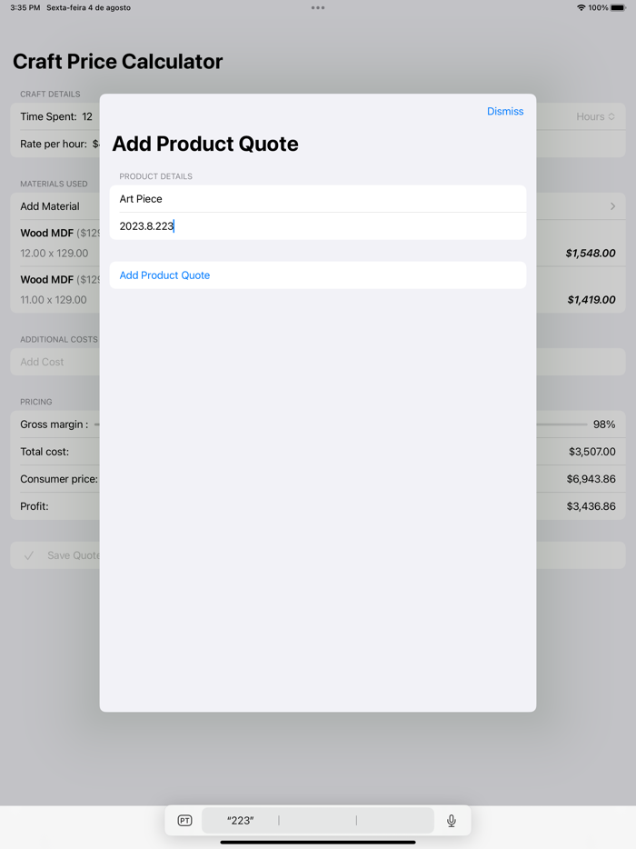 Craft Price Calculator