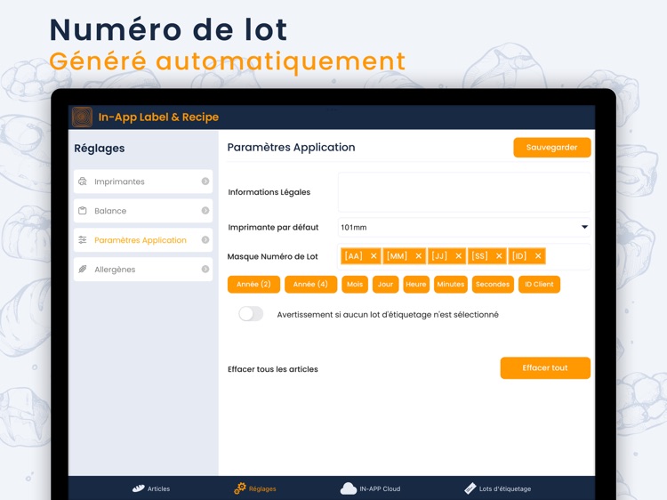In-App Label & Recipe V2