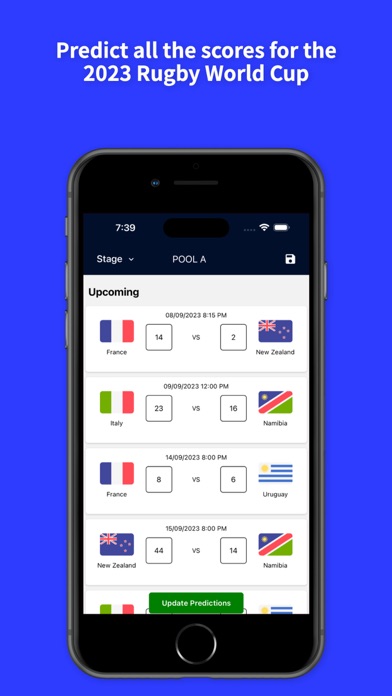 Rugby Cup Predictor Screenshot