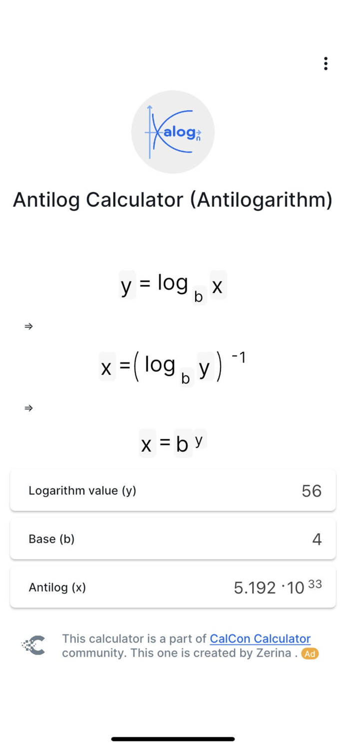 Antilog Calculator