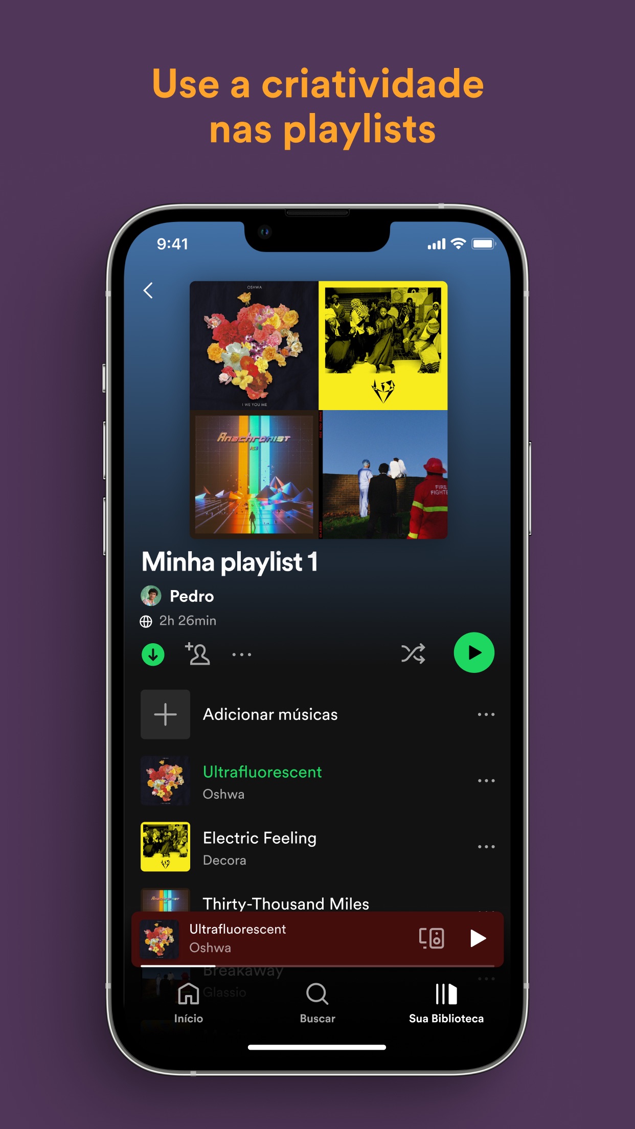 Screenshot do app Spotify: músicas e podcasts