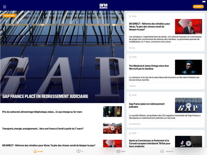 BFM Business news éco bourse