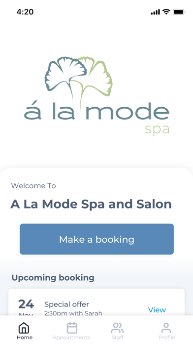 A La Mode Spa and Salon Screenshot
