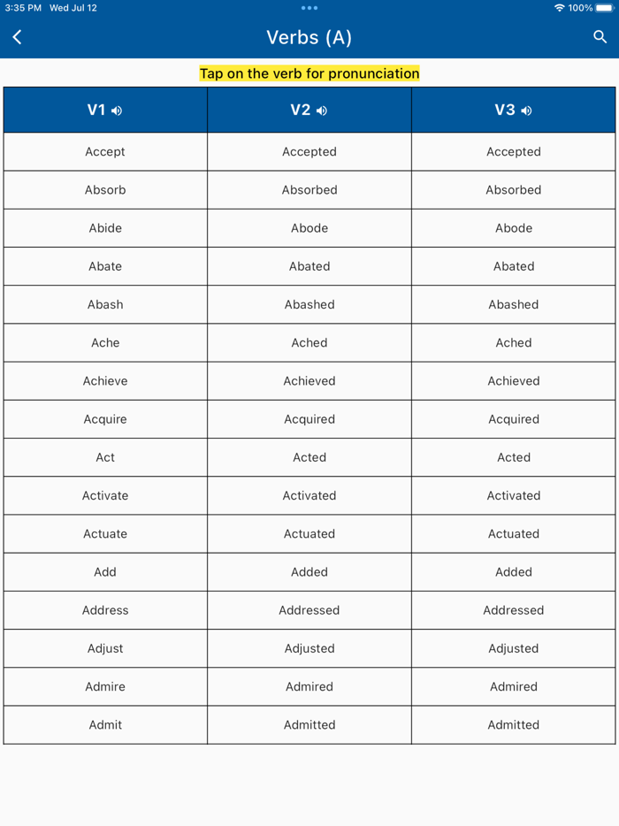 English Verbs - V1 V2 V3