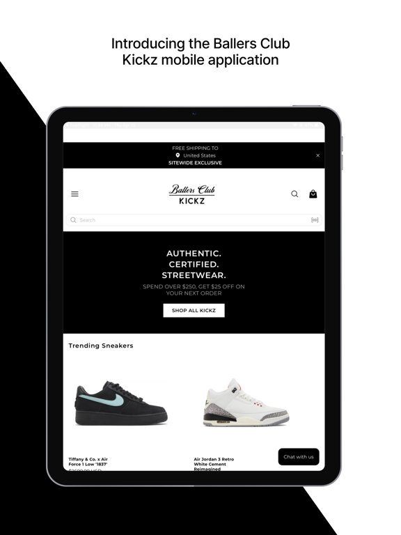 Ballers Club Kickz iPad screenshot 1 - Shopping app