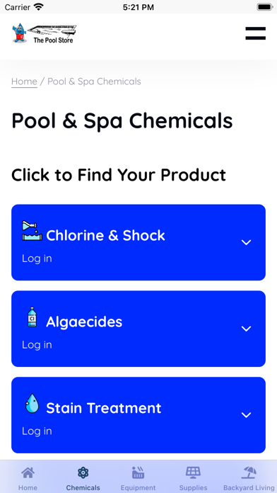 The Pool Store App Screenshot