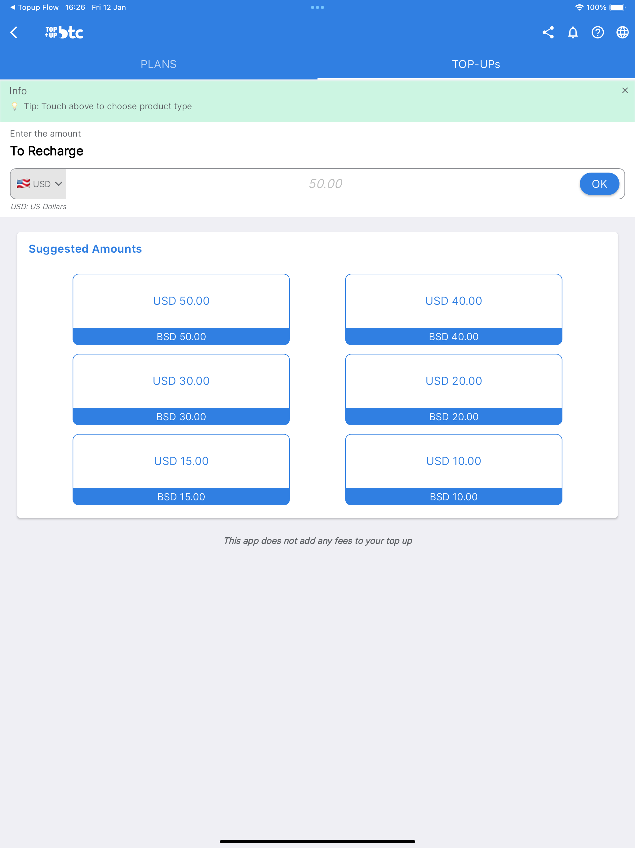 Topup BTC