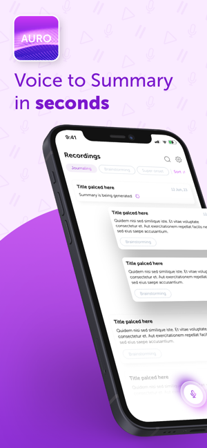 Auro - AI Voice Memo Summary Screenshot
