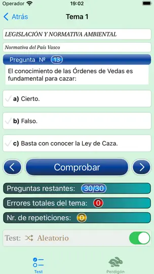 Captura de pantalla de Test Caza Pais Vasco en iPhone 2