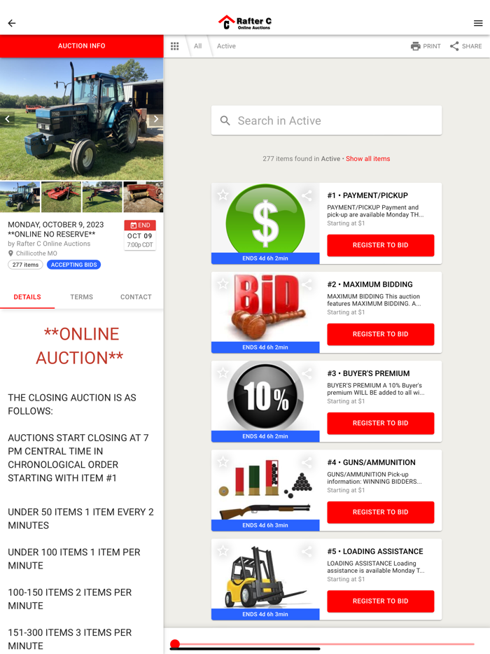 Rafter C Online Auctions