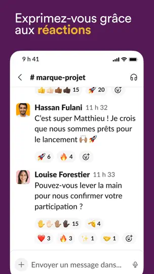 Capture d'écran de Slack sur iPhone 5