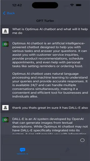 Optimus AI screenshot 2