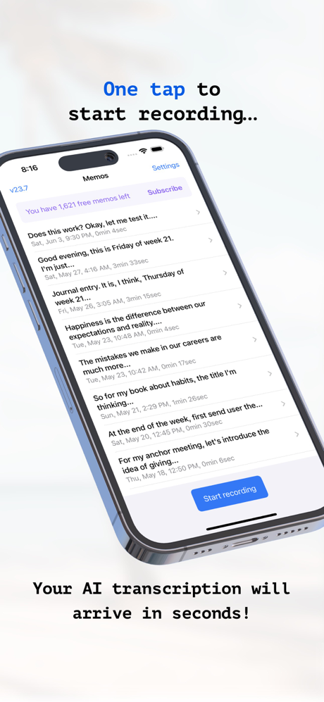 Whisper Memos - Voz para texto screenshot 2