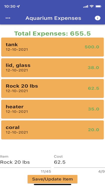 Aquarium_Expenses screenshot-3