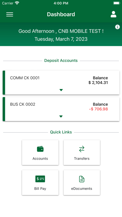 Community Neighbor Bank Mobile Screenshot