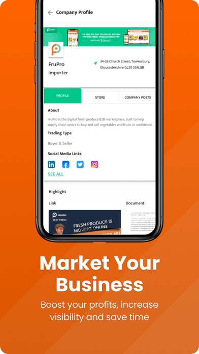 FruPro Fresh Produce Platform Screenshot