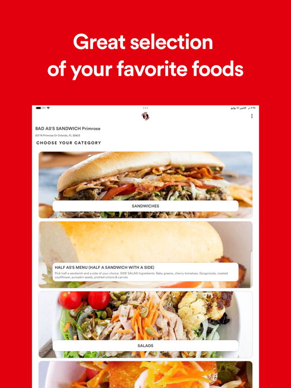 BAD AS'S SANDWICH iPad screenshot 2 - Food & Drink app