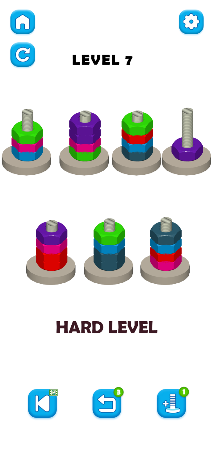 Screw Nut Bolts Sorting Games