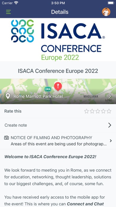 ISACA Events Screenshot