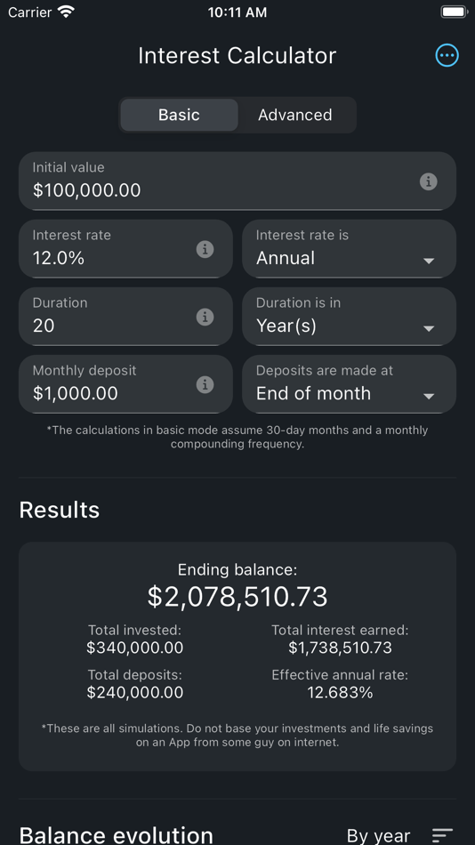 #6. Compound Interest Simulator (iOS) 由: Andre Leite Barbosa Costa