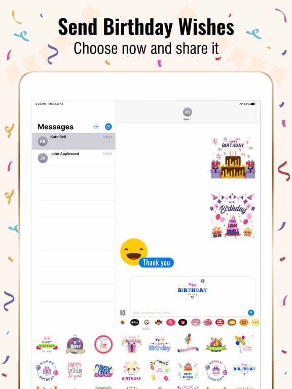 Screenshot #6 pour Birthday Wishes - Fun Stickers