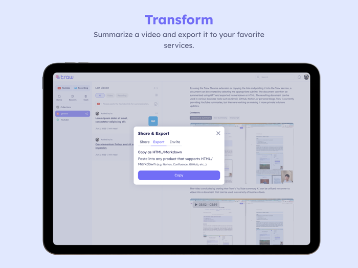 Traw AI - Video Recap