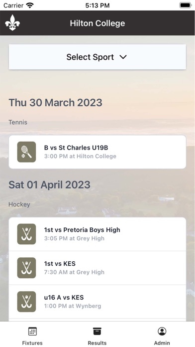 Hilton College Sports Screenshot