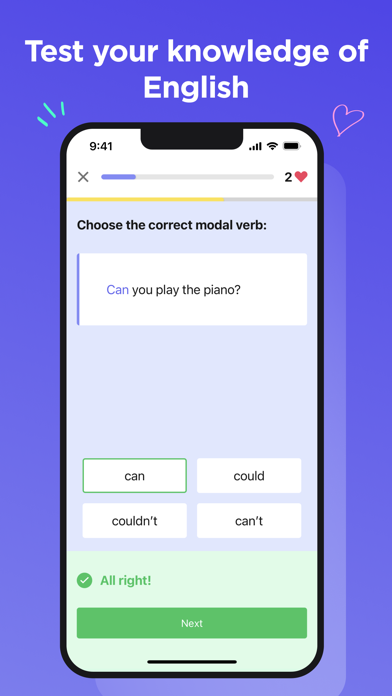 English Verbs: Grammar test Screenshot