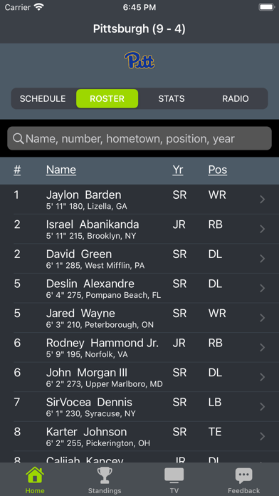 Pitt Football Screenshot