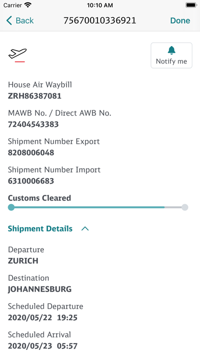 DB Schenker Tracking Screenshot