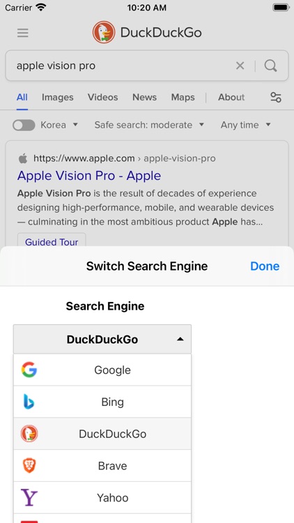 Switch Search Engine in Safari