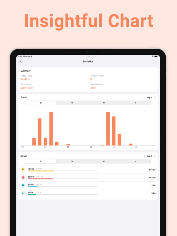 Tommo: Focus & Pomodoro Timer iPad screenshot 2 - Productivity app