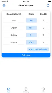 gpa calculator - grade calc iphone screenshot 1