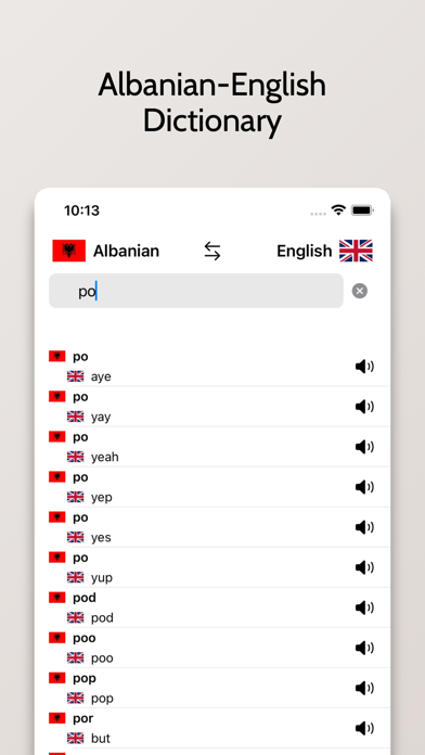 Albanian-English Dictionary Screenshot