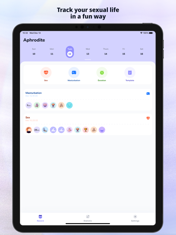Screenshot #4 pour Aphrodite-Sex Tracker&Calendar