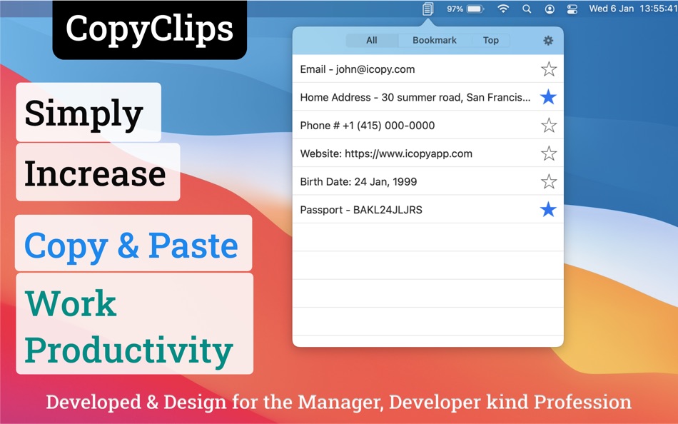 #1. CopyClip - Clipboard Manager (macOS) By: Ashvin Ajadiya