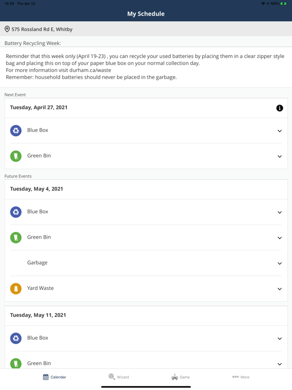 Whitby Waste Buddy iPad screenshot 3 - Reference app