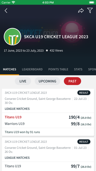 St. Kitts Cricket Association Screenshot