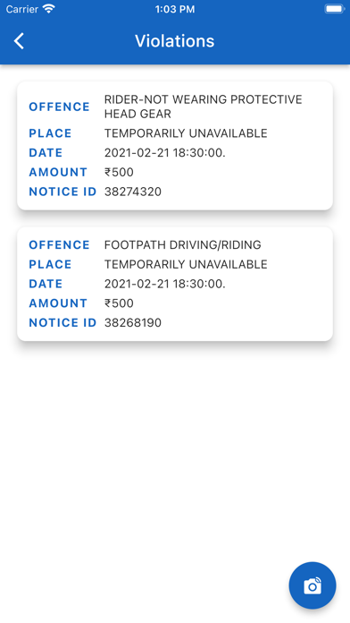 Bangalore Traffic Check Fines Screenshot