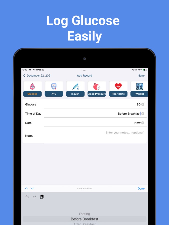 Blood Glucose Tracker Sugar