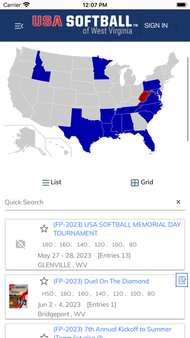 West Virginia Softball Screenshot